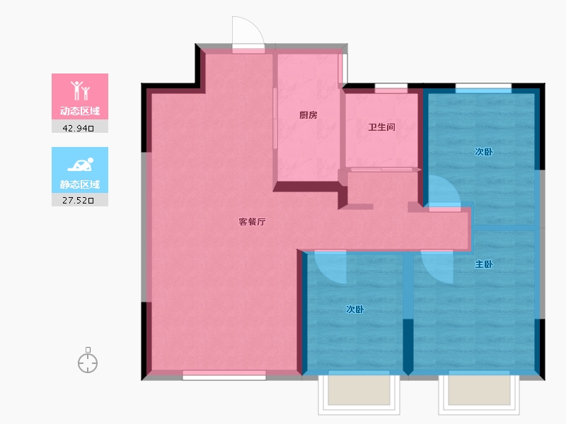 新疆维吾尔自治区-乌鲁木齐市-秦基澜城-76.00-户型库-动静分区