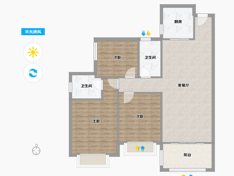 山东省-潍坊市-恒大名都-104.81-户型库-采光通风