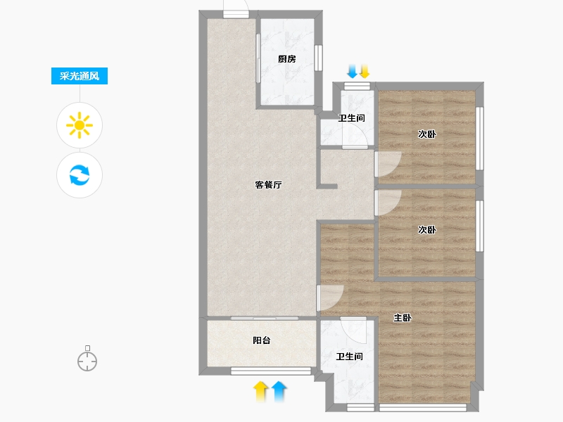 广东省-珠海市-万科-73.60-户型库-采光通风