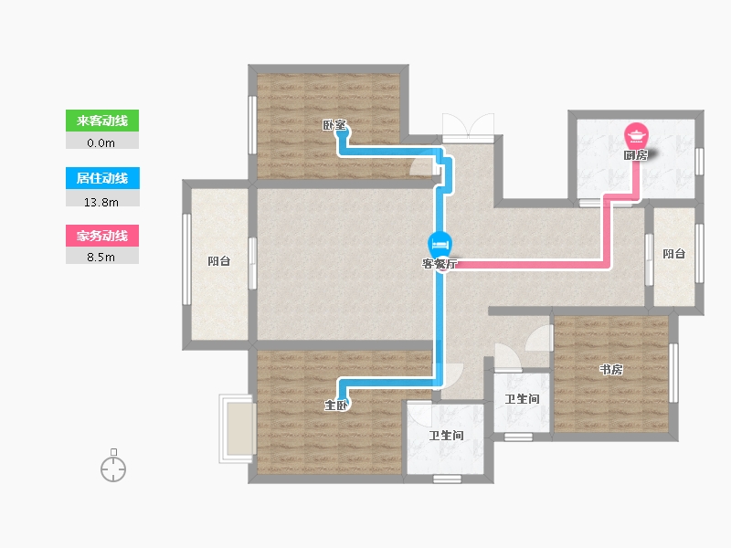 山东省-枣庄市-枣矿城巨山花园-104.00-户型库-动静线