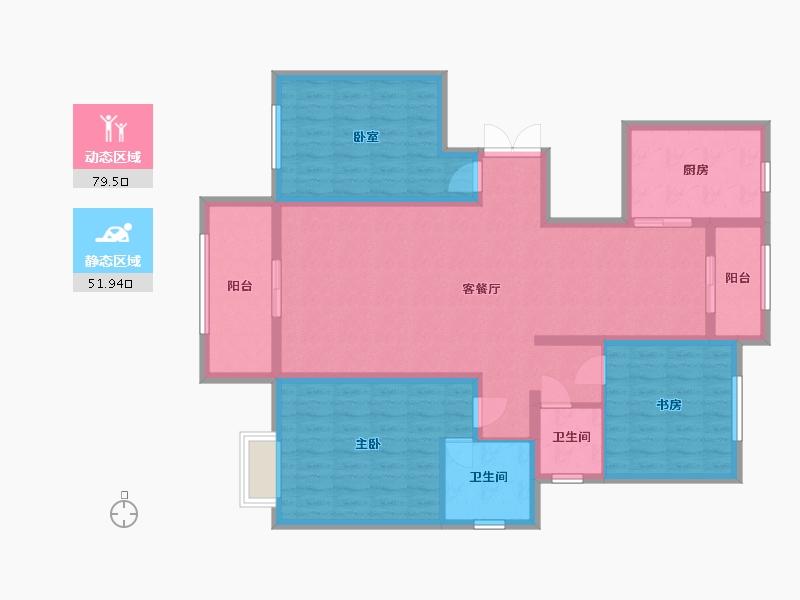 山东省-枣庄市-枣矿城巨山花园-104.00-户型库-动静分区