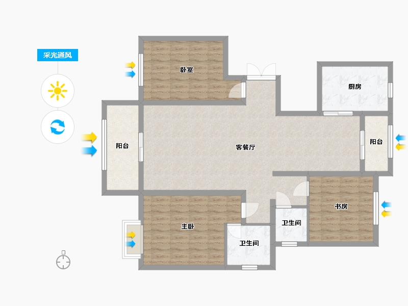 山东省-枣庄市-枣矿城巨山花园-104.00-户型库-采光通风