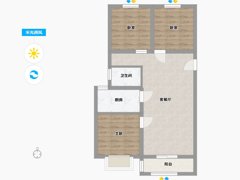 河南省-三门峡市-黄河花园-78.70-户型库-采光通风