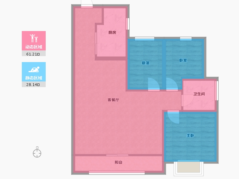 内蒙古自治区-包头市-包头富力熙悦居-89.00-户型库-动静分区