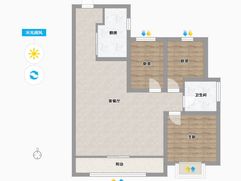 内蒙古自治区-包头市-包头富力熙悦居-89.00-户型库-采光通风