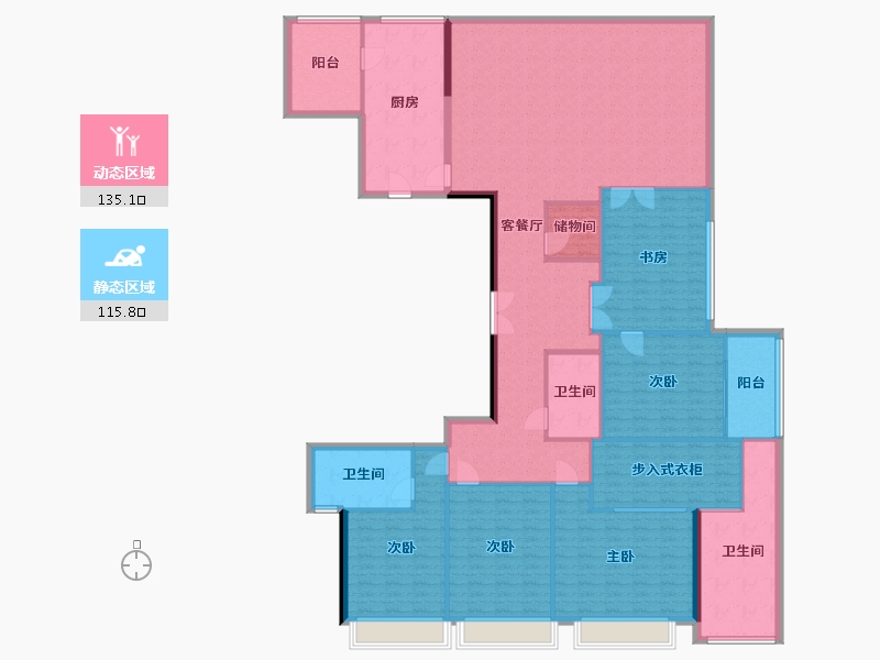 广东省-深圳市-深圳中心·天元公寓（天元花园）-232.16-户型库-动静分区