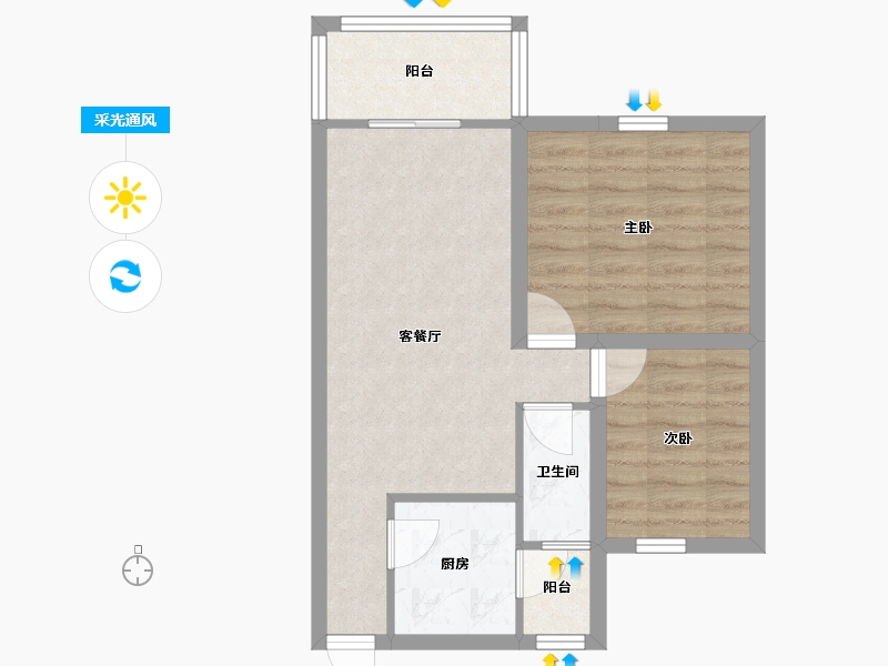 广东省-深圳市-天源梅林居-54.45-户型库-采光通风