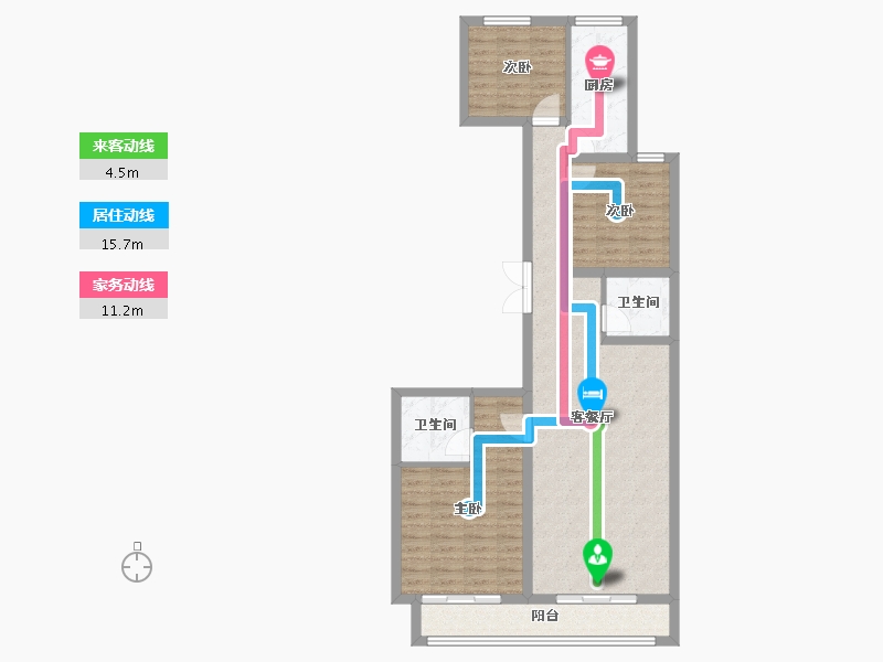 陕西省-咸阳市-青海干休所-105.60-户型库-动静线