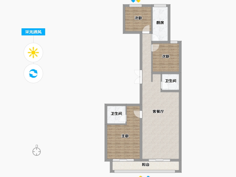 陕西省-咸阳市-青海干休所-105.60-户型库-采光通风