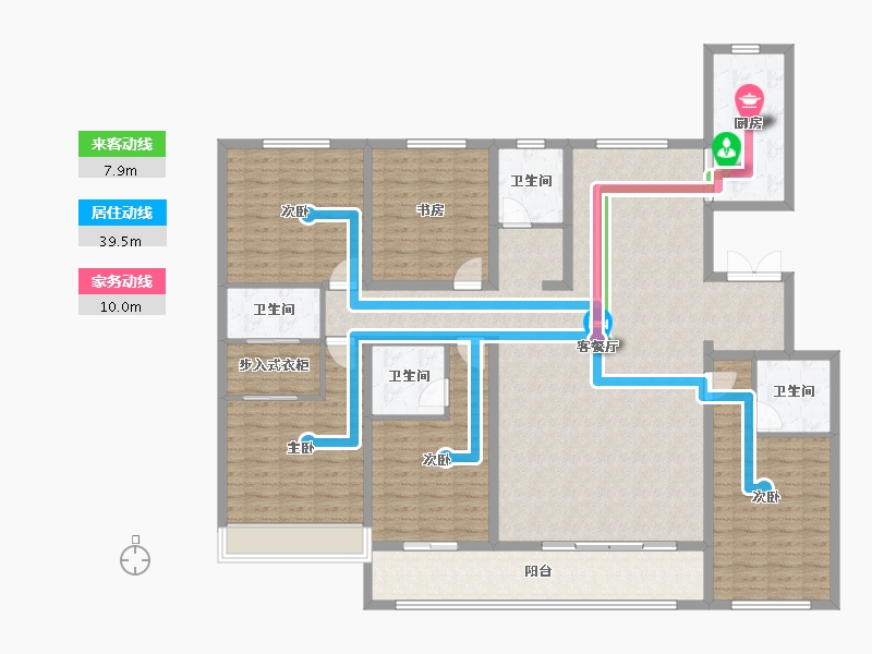 山东省-滨州市-阳光花园(新城二路)-176.00-户型库-动静线