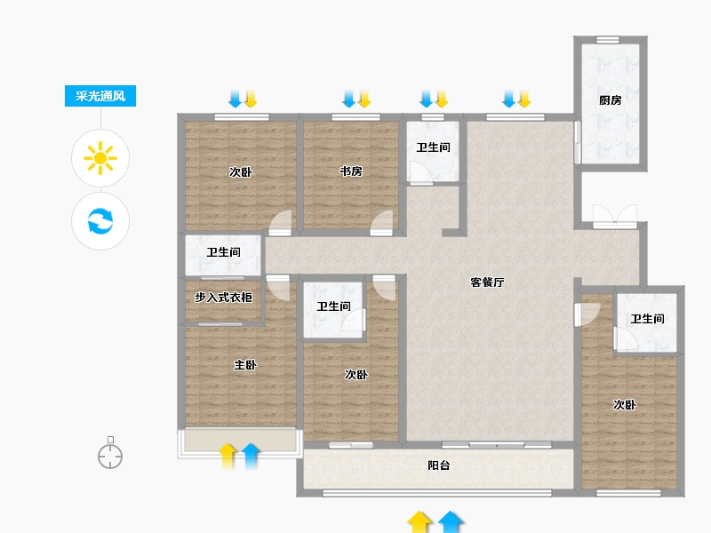 山东省-滨州市-阳光花园(新城二路)-176.00-户型库-采光通风