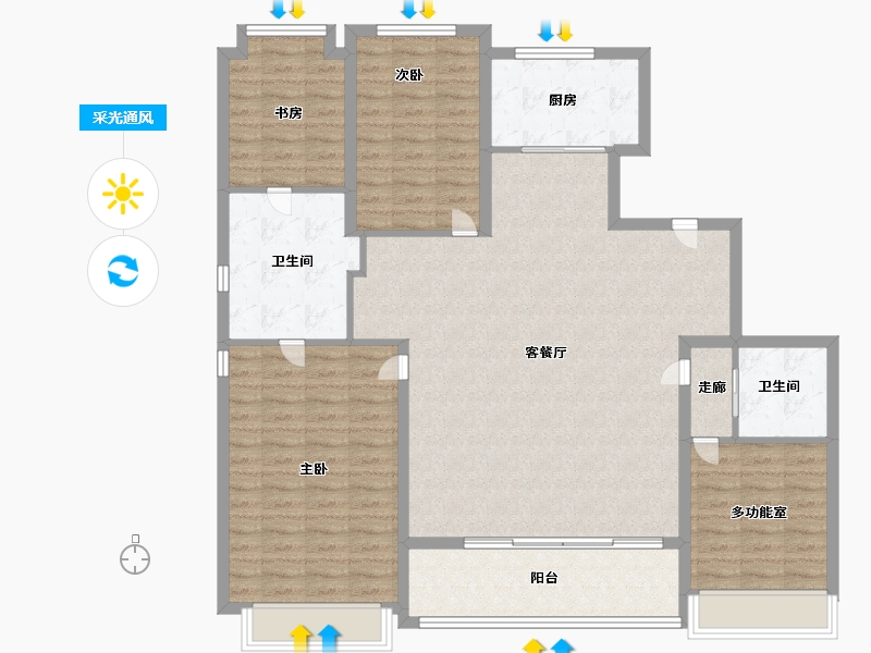 浙江省-温州市-万科翡翠天地一期-136.00-户型库-采光通风