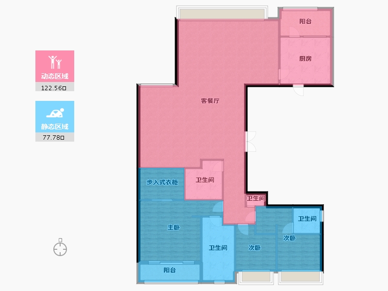 广东省-深圳市-深圳中心·天元公寓（天元花园）-185.62-户型库-动静分区