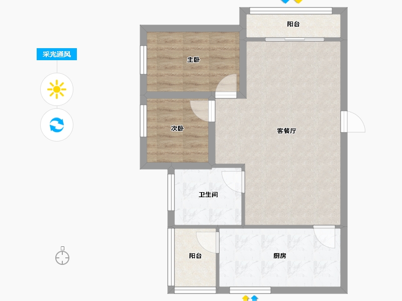 广东省-深圳市-皇庭彩园-61.05-户型库-采光通风