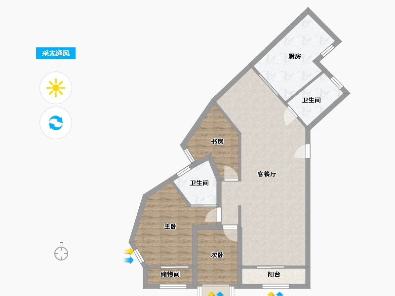 广东省-深圳市-益田花园豪园居-87.98-户型库-采光通风