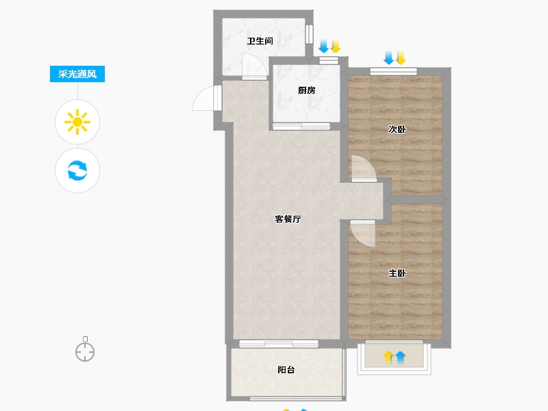 河北省-张家口市-天著华府-69.96-户型库-采光通风