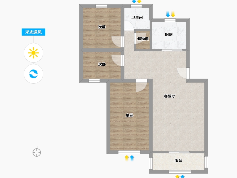 广东省-深圳市-锦州花园-69.36-户型库-采光通风