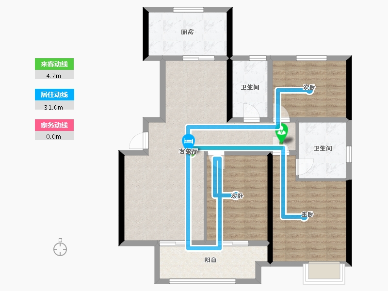 江苏省-苏州市-天城花园-2期-98.40-户型库-动静线