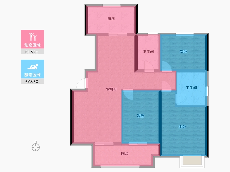 江苏省-苏州市-天城花园-2期-98.40-户型库-动静分区