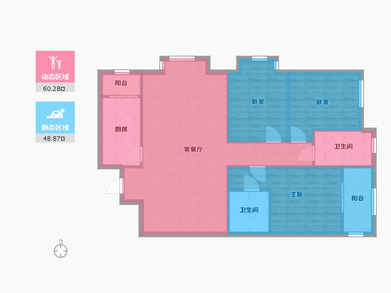 陕西省-西安市-宏府鹍翔九天-98.86-户型库-动静分区