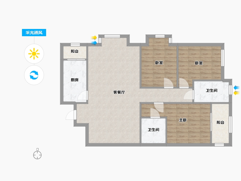 陕西省-西安市-宏府鹍翔九天-98.86-户型库-采光通风