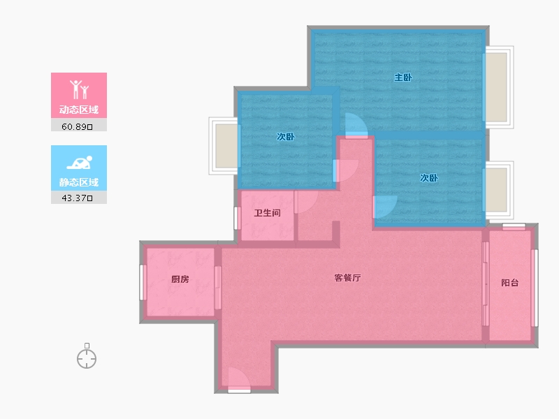 安徽省-淮南市-网云小镇-93.60-户型库-动静分区