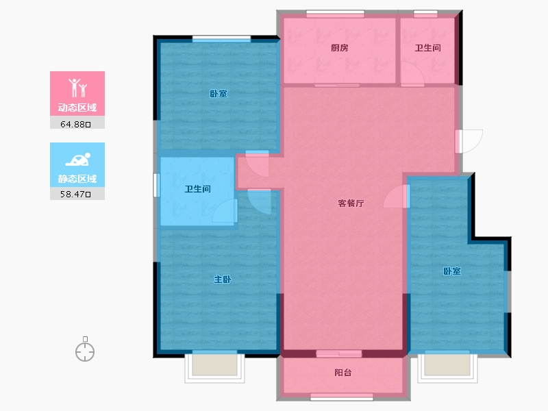 河南省-安阳市-嘉州华庭三期-111.64-户型库-动静分区