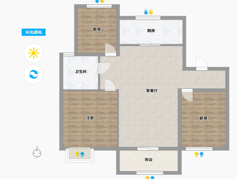 河北省-邯郸市-幸福城-94.40-户型库-采光通风