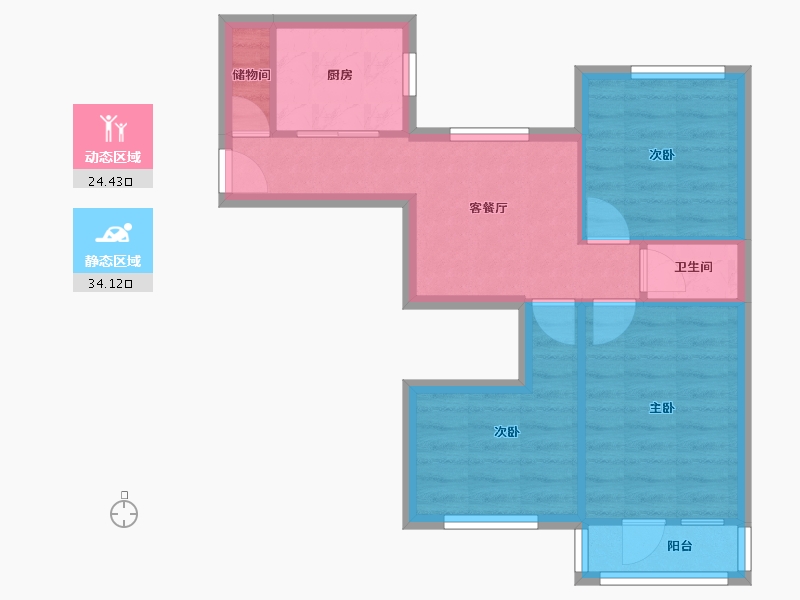 北京-北京市-甘露园-62.00-户型库-动静分区