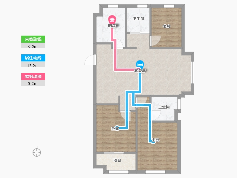 浙江省-宁波市-万科未来之光-77.00-户型库-动静线