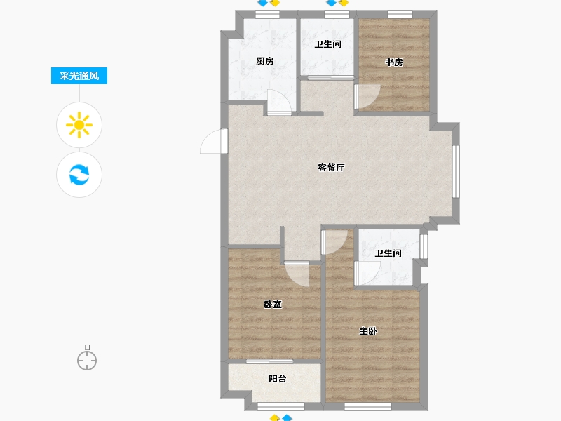 浙江省-宁波市-万科未来之光-77.00-户型库-采光通风