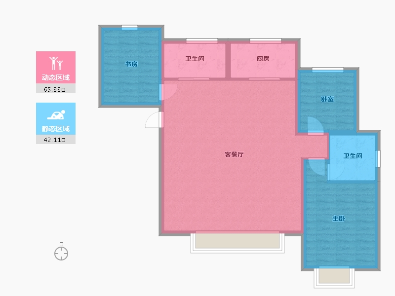 新疆维吾尔自治区-乌鲁木齐市-御锦城-116.80-户型库-动静分区