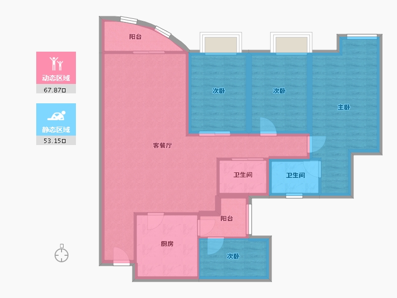 广东省-深圳市-东海花园(二期)-108.46-户型库-动静分区