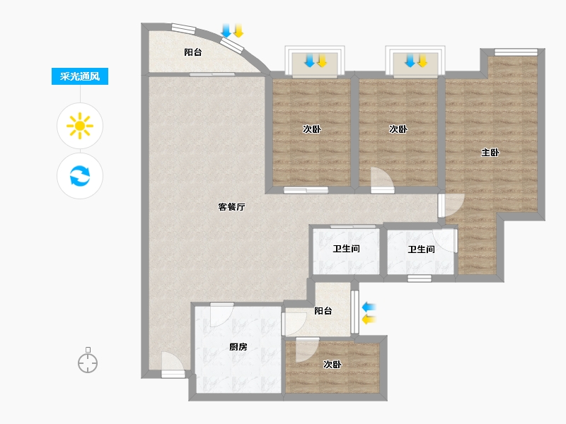 广东省-深圳市-东海花园(二期)-108.46-户型库-采光通风