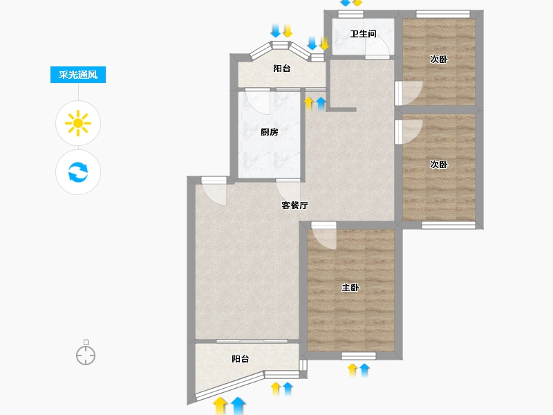 广东省-深圳市-福莲花园-70.85-户型库-采光通风