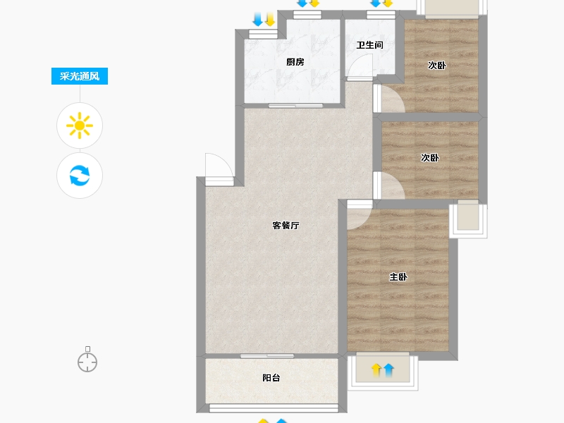 广东省-深圳市-竹林花园-63.32-户型库-采光通风