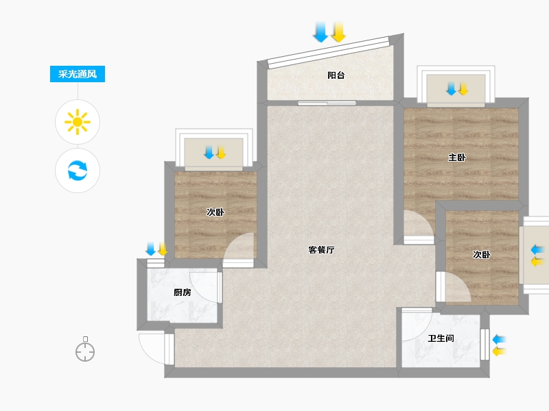 广东省-深圳市-皇庭彩园-55.58-户型库-采光通风