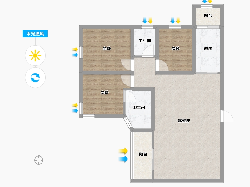 广东省-深圳市-中泰燕南名庭-77.19-户型库-采光通风