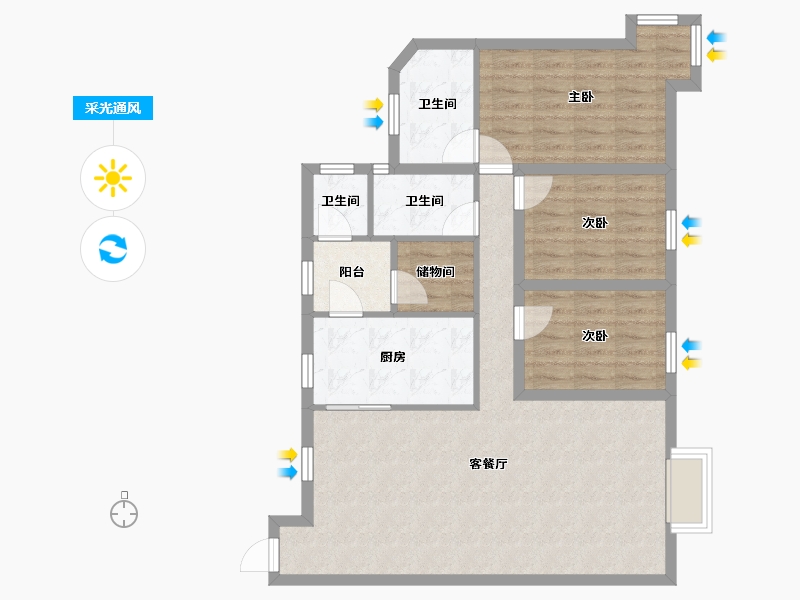 广东省-深圳市-东海花园（一期）-91.59-户型库-采光通风