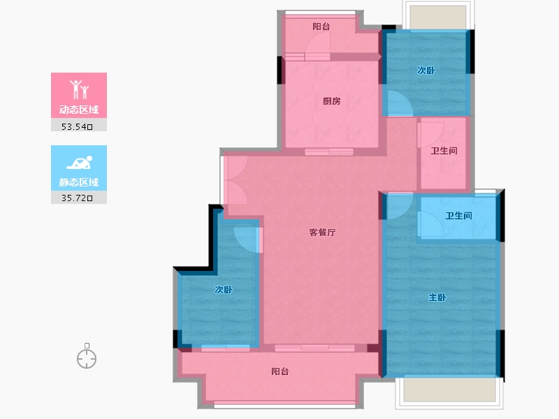 重庆-重庆市-金科星宸海-84.42-户型库-动静分区