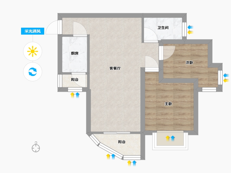 广东省-深圳市-皇庭彩园-43.94-户型库-采光通风