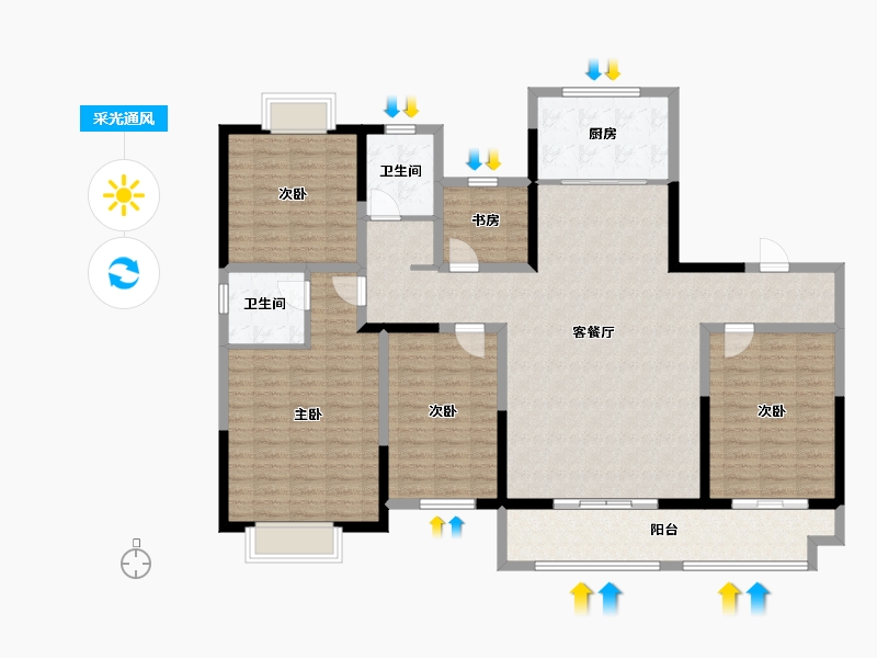 山东省-菏泽市-君子佳园-148.00-户型库-采光通风