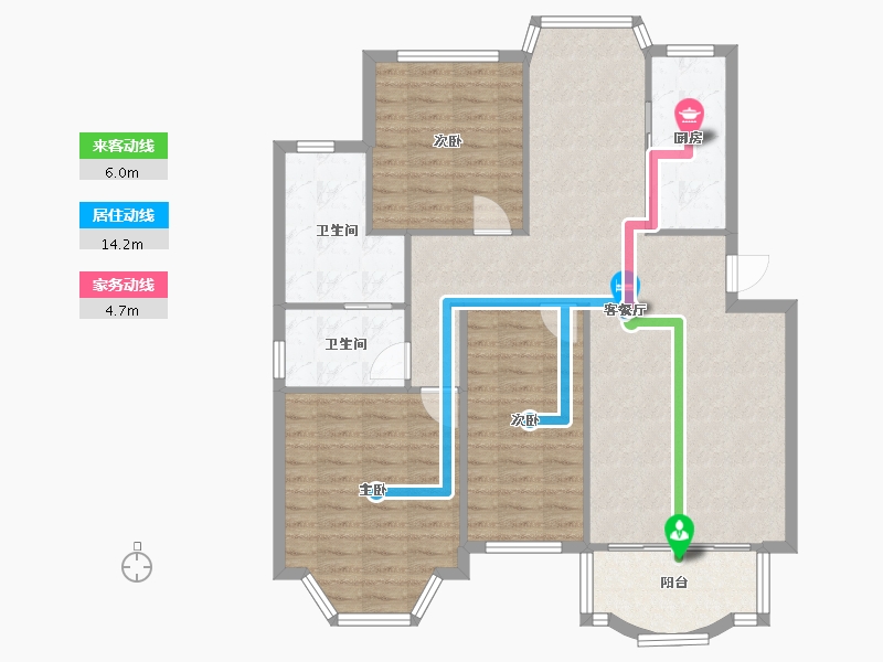 浙江省-杭州市-星洲花园-107.00-户型库-动静线