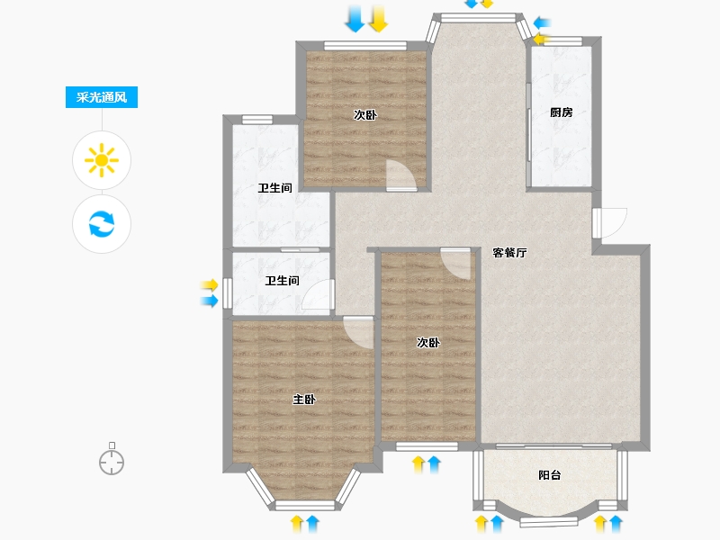 浙江省-杭州市-星洲花园-107.00-户型库-采光通风