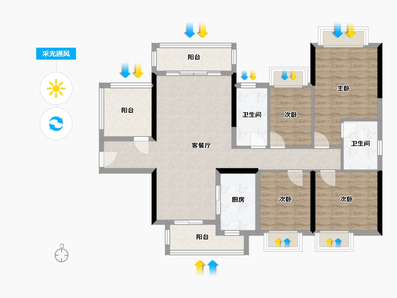 广西壮族自治区-钦州市-敏捷珑玥湾-113.25-户型库-采光通风