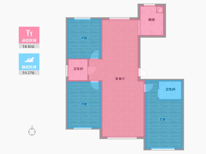 内蒙古自治区-呼伦贝尔市-鼎润华府-107.03-户型库-动静分区