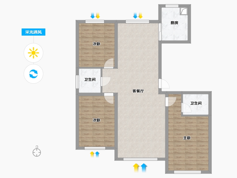 内蒙古自治区-呼伦贝尔市-鼎润华府-107.03-户型库-采光通风