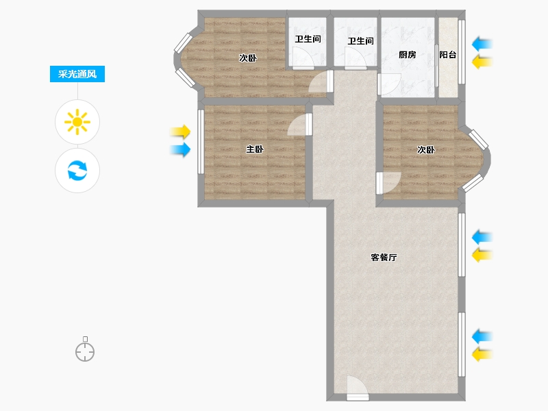 广东省-深圳市-天安高尔夫海景花园(天安高尔夫花园二期)-87.67-户型库-采光通风