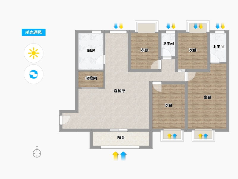 广东省-深圳市-云顶翠峰(一期)-104.62-户型库-采光通风