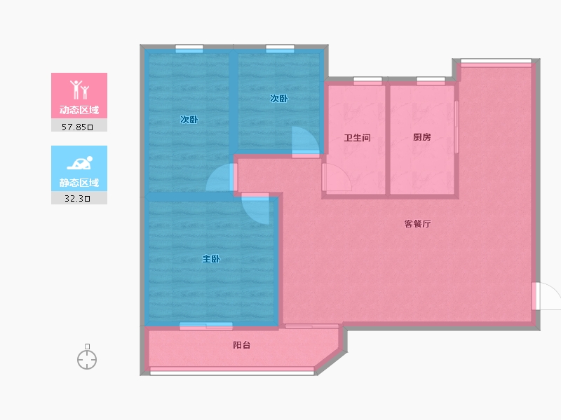 广东省-深圳市-振业花园-80.71-户型库-动静分区